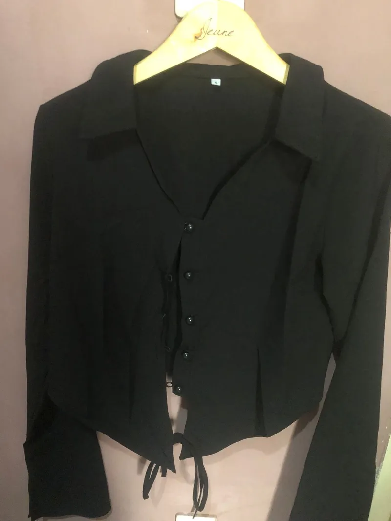 Casual Crop top Wanita black photo 1