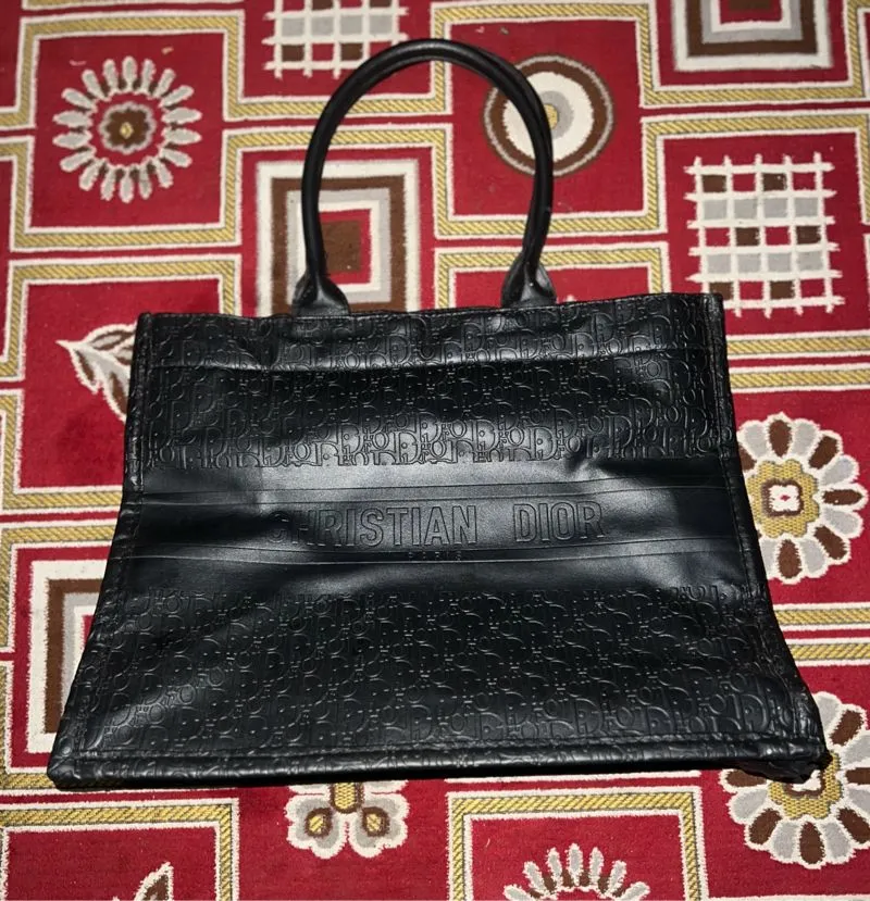CHRISTIAN DIOR Black Leather Oblique Embosse Claf Skin BAG photo 1