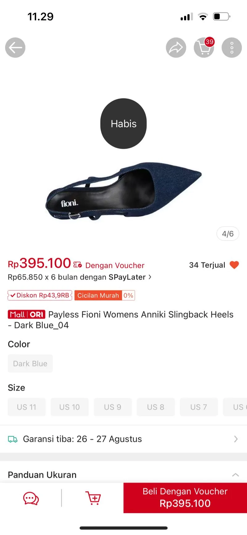 Payless Fioni Womens Anniki Slingback Heels Dark Blue Preloved