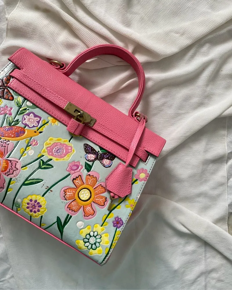 Ala Birkin Handmade Painted Leather Bag photo 1