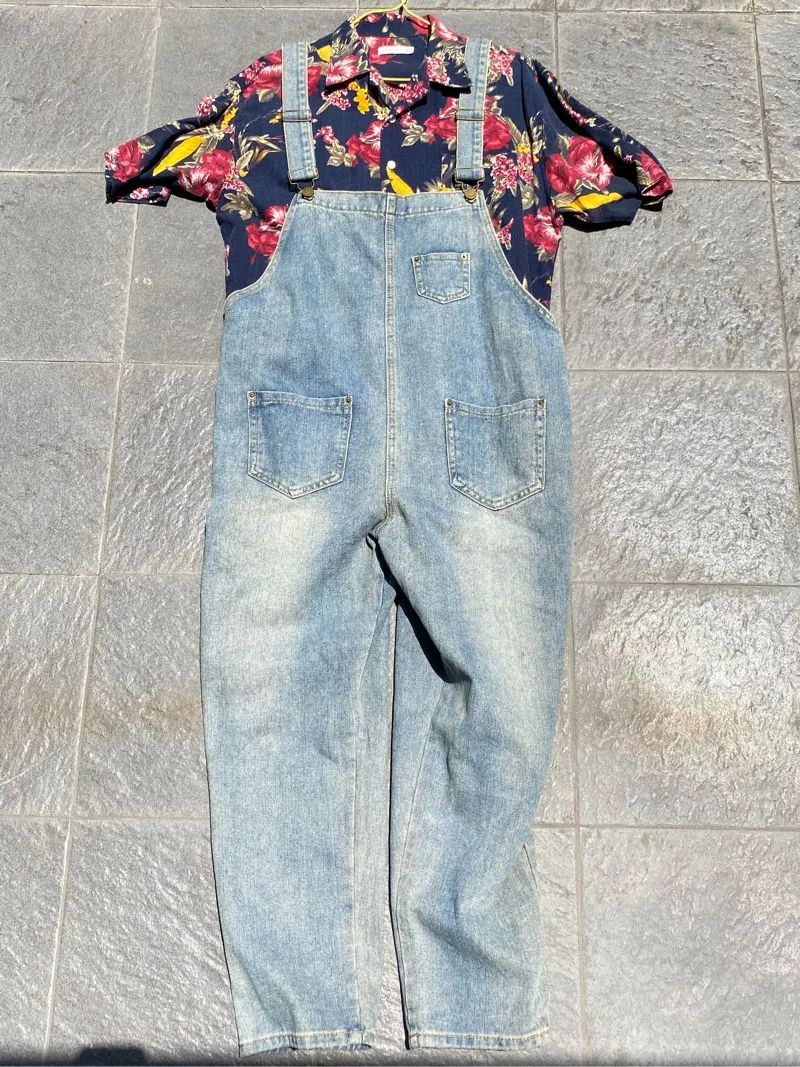 PAKET BUNDLE kemeja floral & overall photo 1