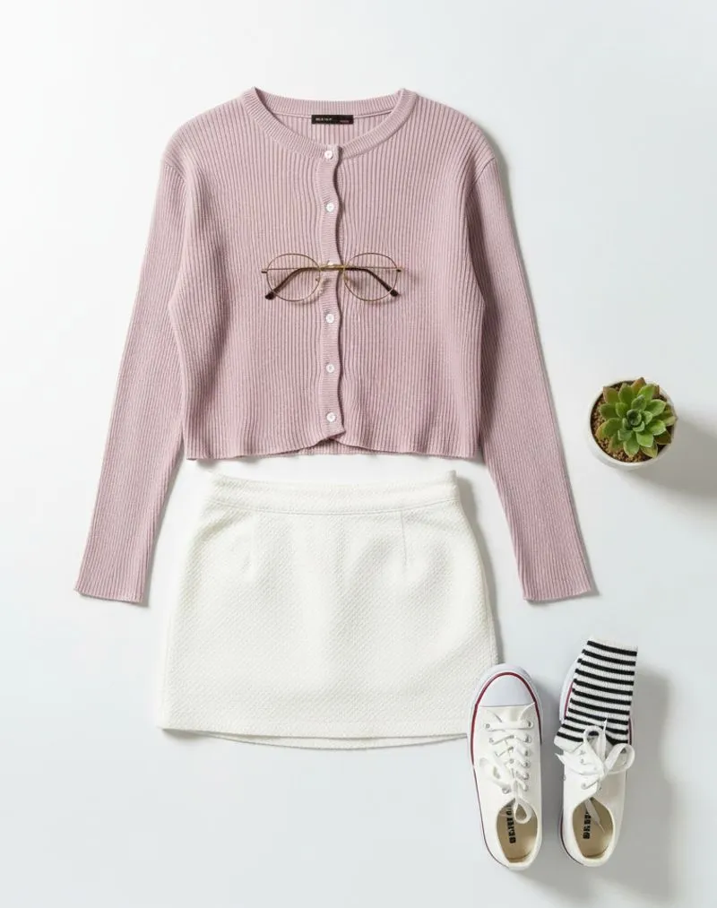 Cardigan Crop Lilac Knitpia Wanita photo 1