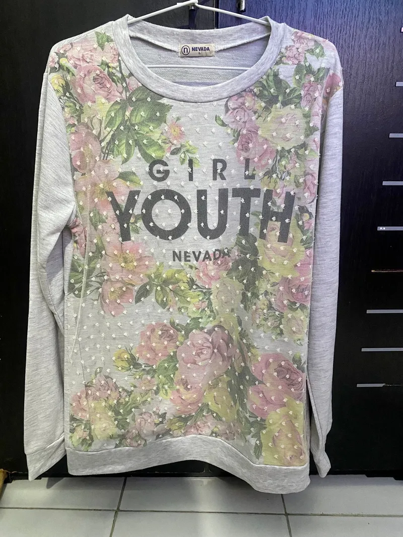 Minimalist Casual Sweatshirt Wanita gray photo 1