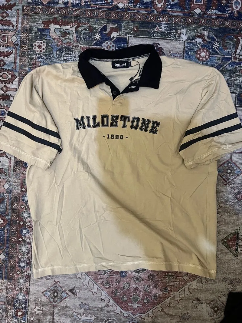 Casual Indie T-shirt Pria cream tan photo 1