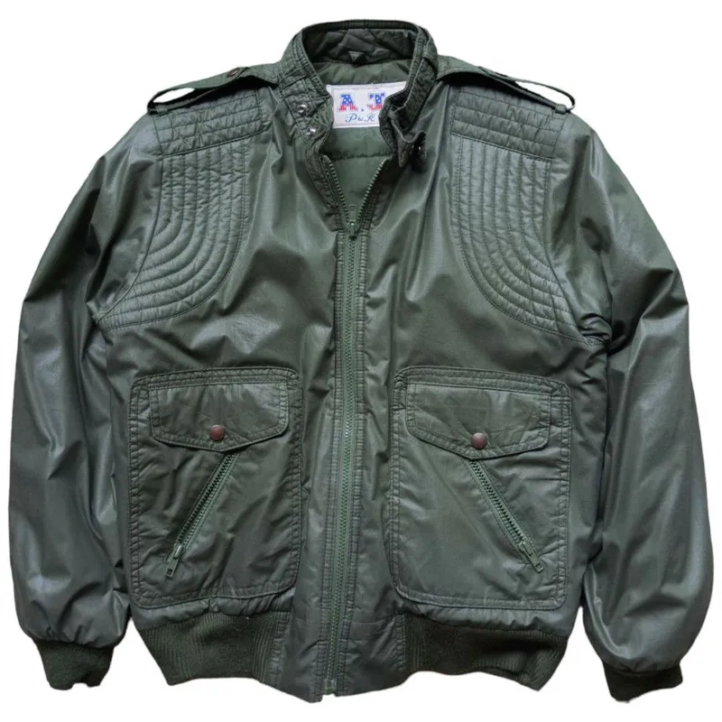 Harley Davidson Vintage Streetwear Bomber jacket Pria green tan photo 1