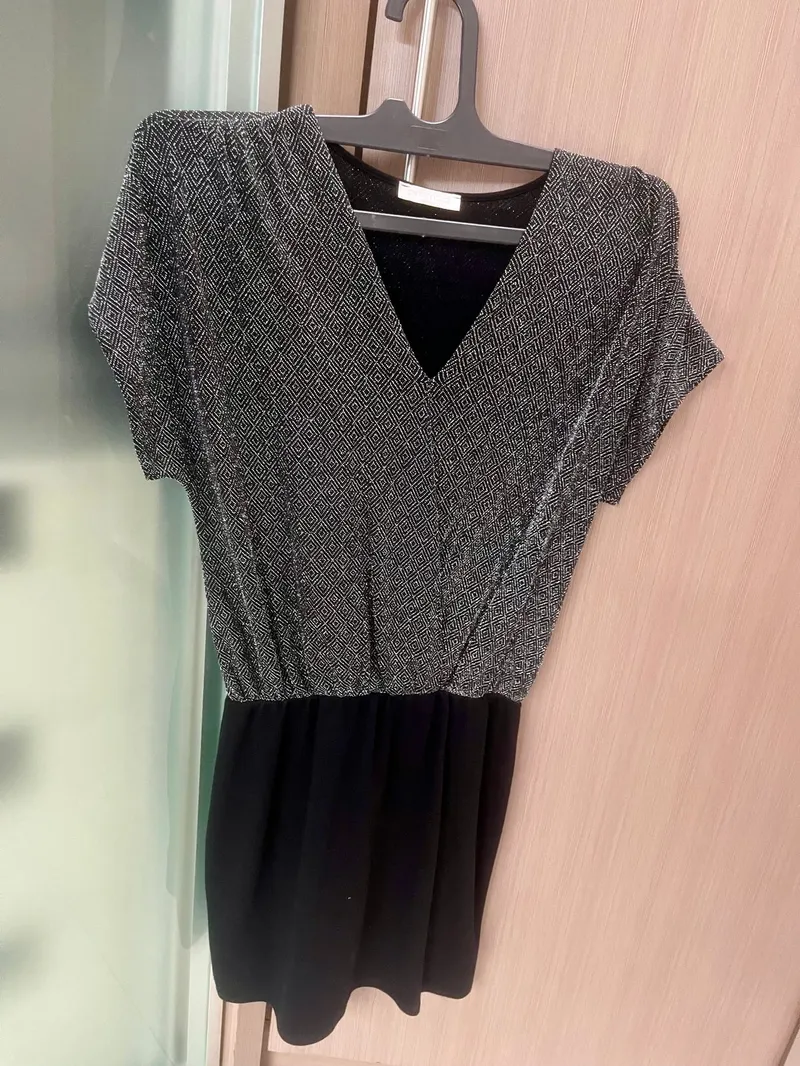 Vintage Evening dress Wanita silver black photo 1