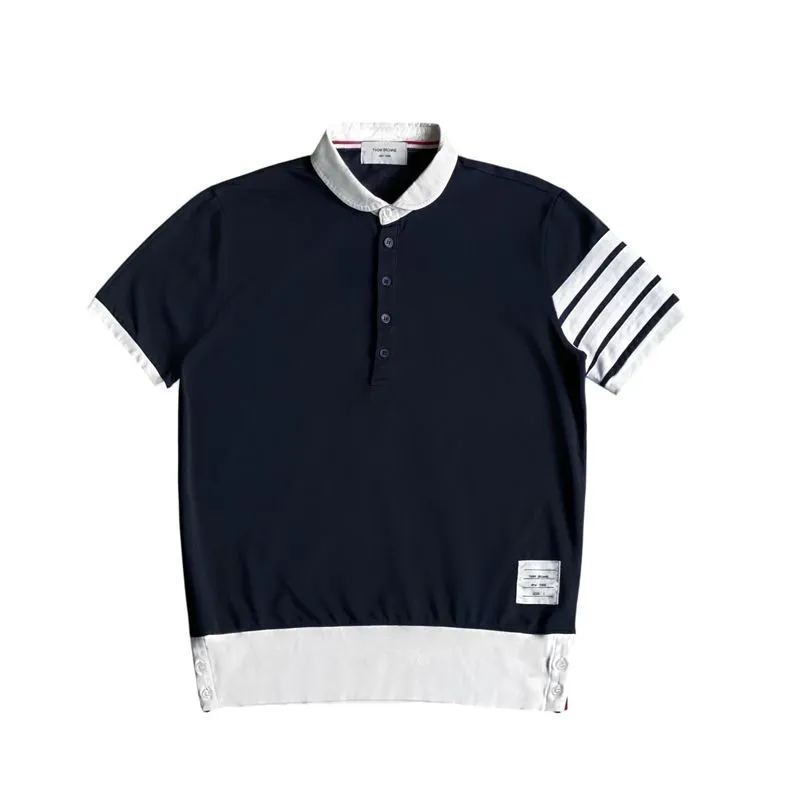 Thom Browne 4 bar club collar ss polo shirt dark navy kaos k photo 1