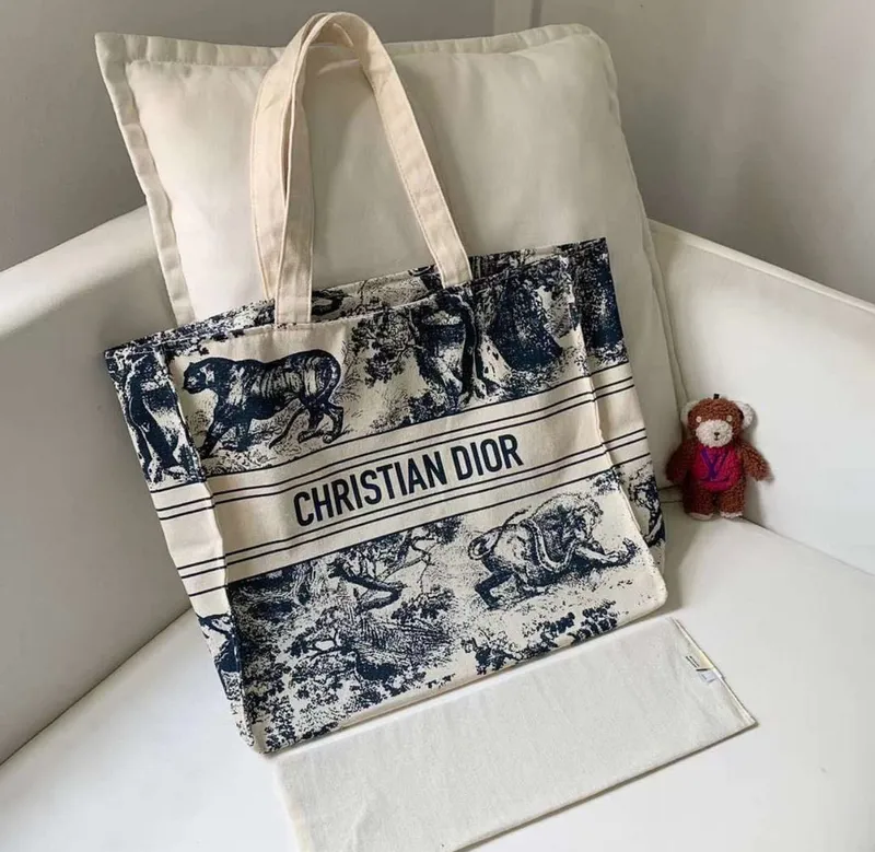 Dior Luxury Tote bag Wanita white blue photo 1