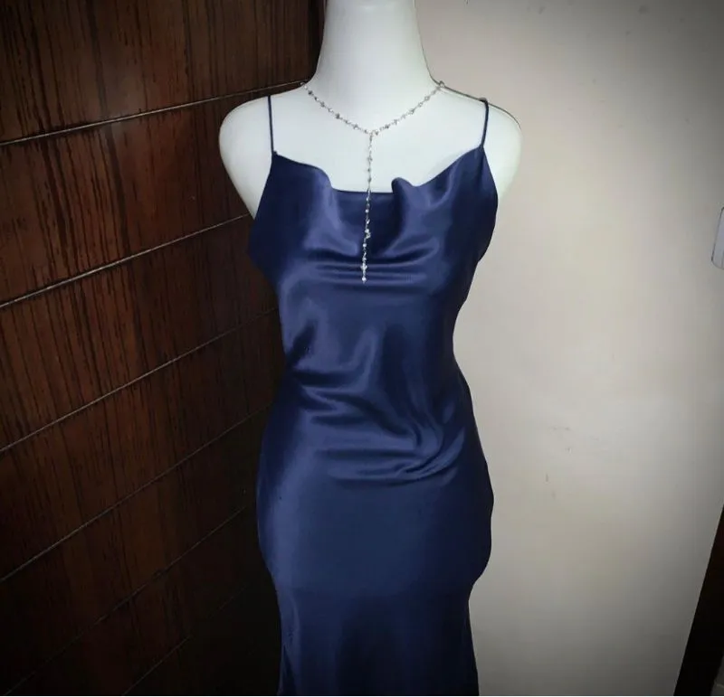 satin sleveless cowlneck dress photo 1