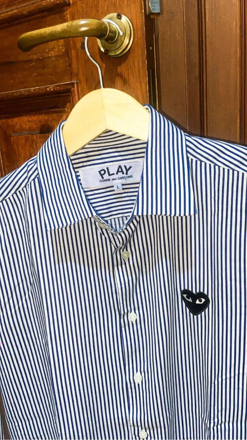 Garcons Striped Shirt Cdg Play Long Sleeve Kemeja Play CDG