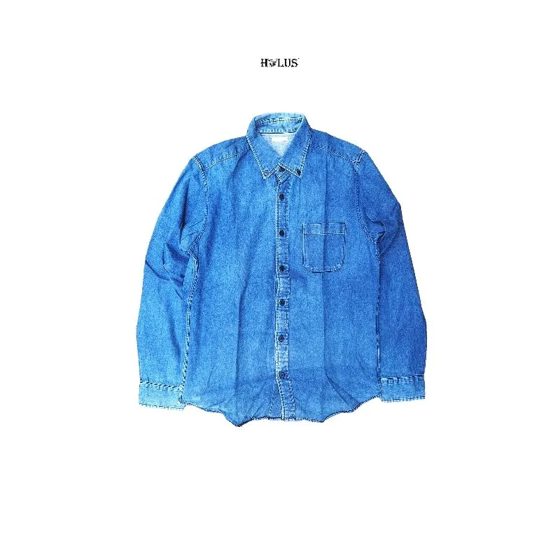 Vintage Global Uniqlo Blue Denim Shirt Medium Original photo 1