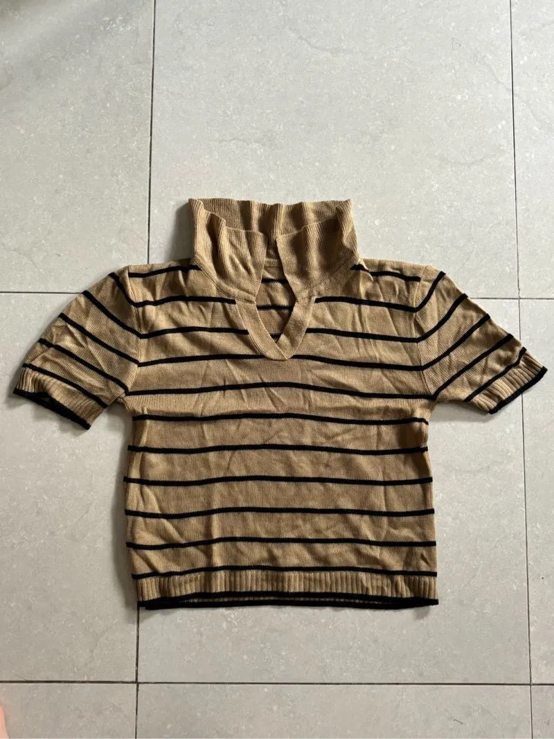 crop top garis photo 1