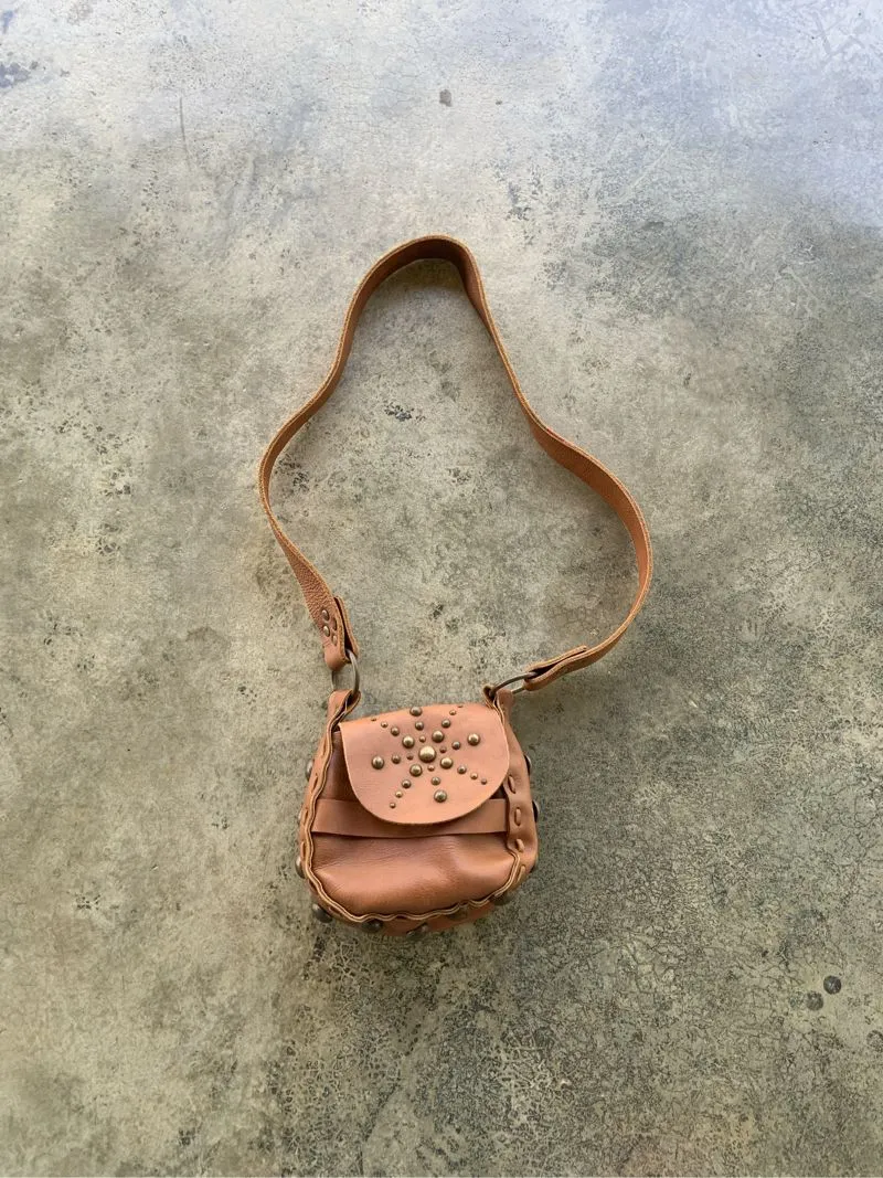 Vintage Handmade Leather Studded Little SlingBag photo 1