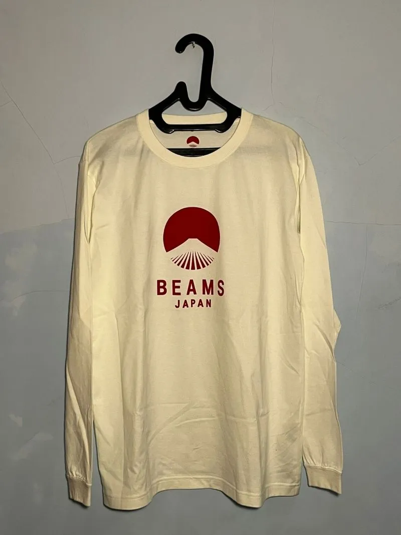 Beams Japan Long-Sleeved Tee, belum di gunakan (Putih, model photo 1