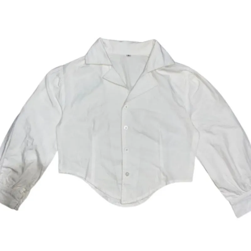 cropped button shirt white photo 1