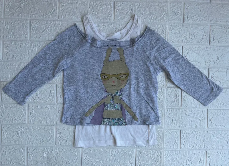 Casual T-shirt Kids white gray photo 1