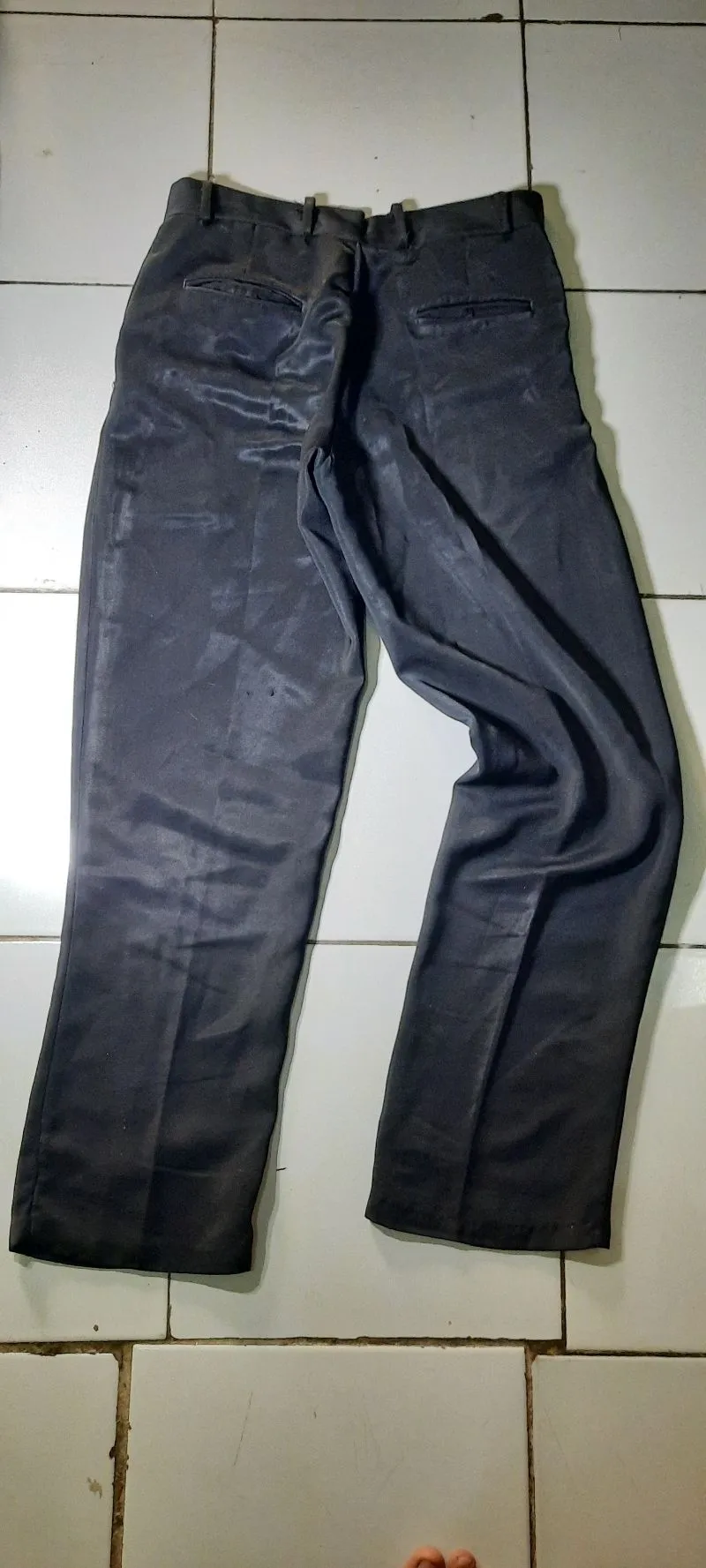 Celana bahan formal licin hitam minus photo 1