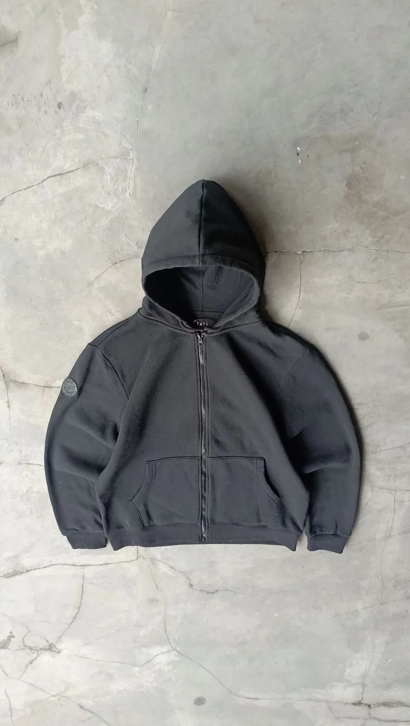 2000's Heavyweight Black Zip Up Hoodie Boxy photo 1