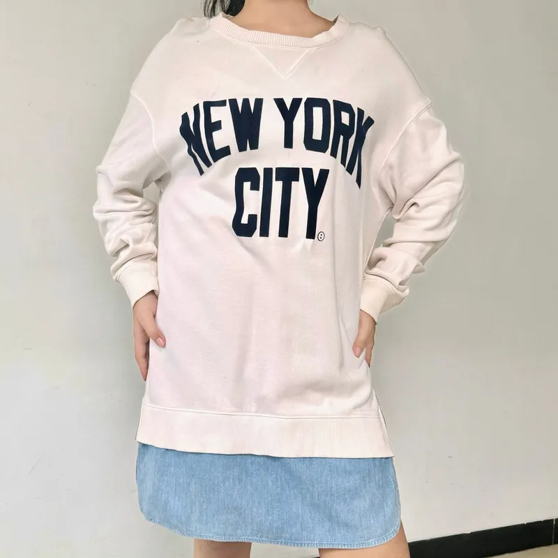 Casual Sweatshirt Wanita white navy photo 1