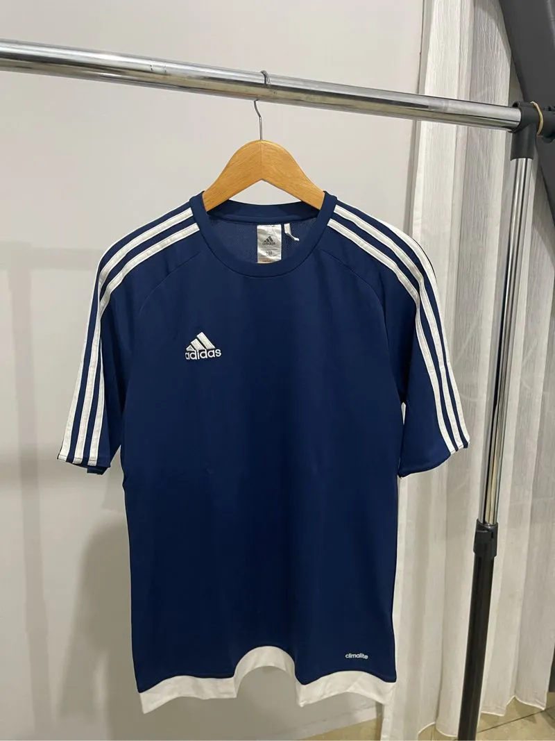 Jersey adidas stripes ringer climalite blue white size M Preloved
