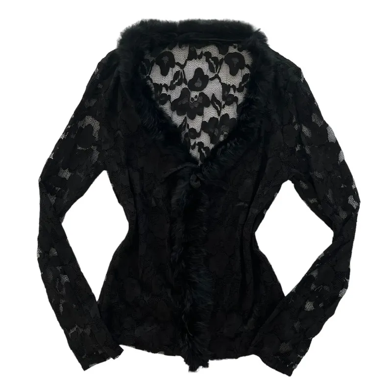 Vintage 90s lace overlay cardigan 76 photo 1