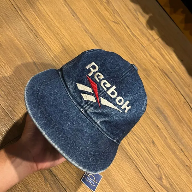 VTG 90s Reebok Hat Cap Big Logo Cotton Denim photo 1