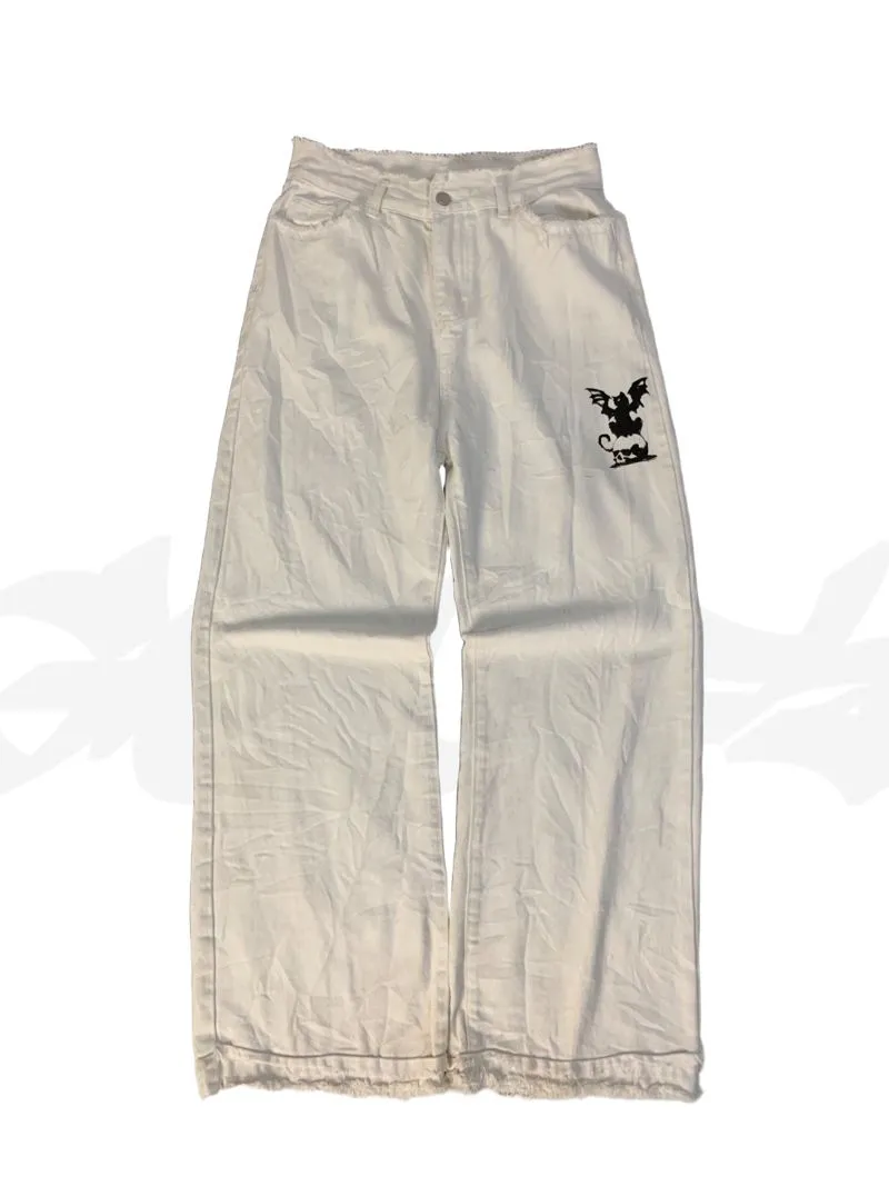 WHITE JEANS LOGO SKATER STYLE  photo 1