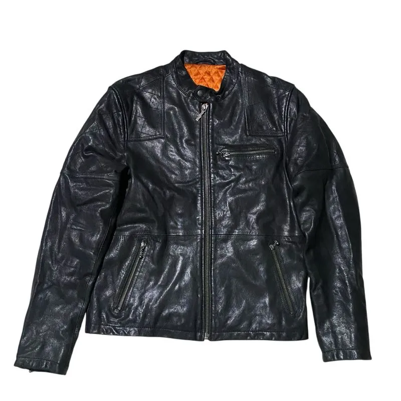 Nudie jeans motorcycle black genuine leather jacket photo 1