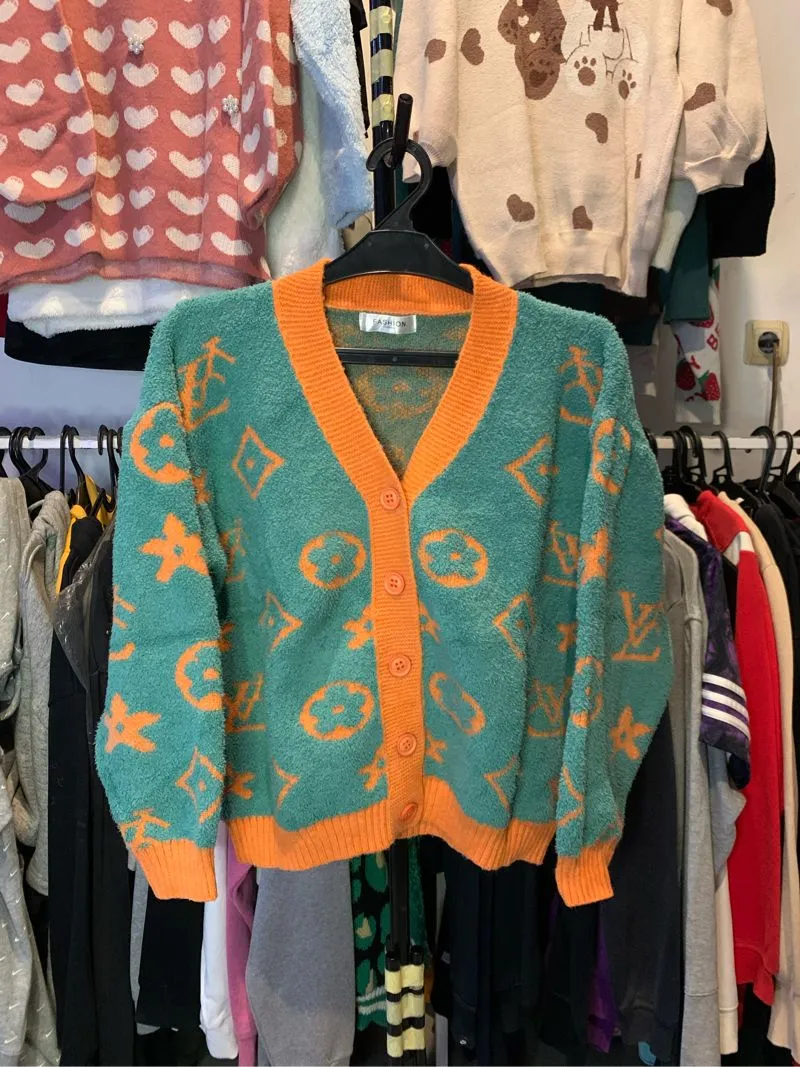 Cardigan rajut sherpa motif photo 1