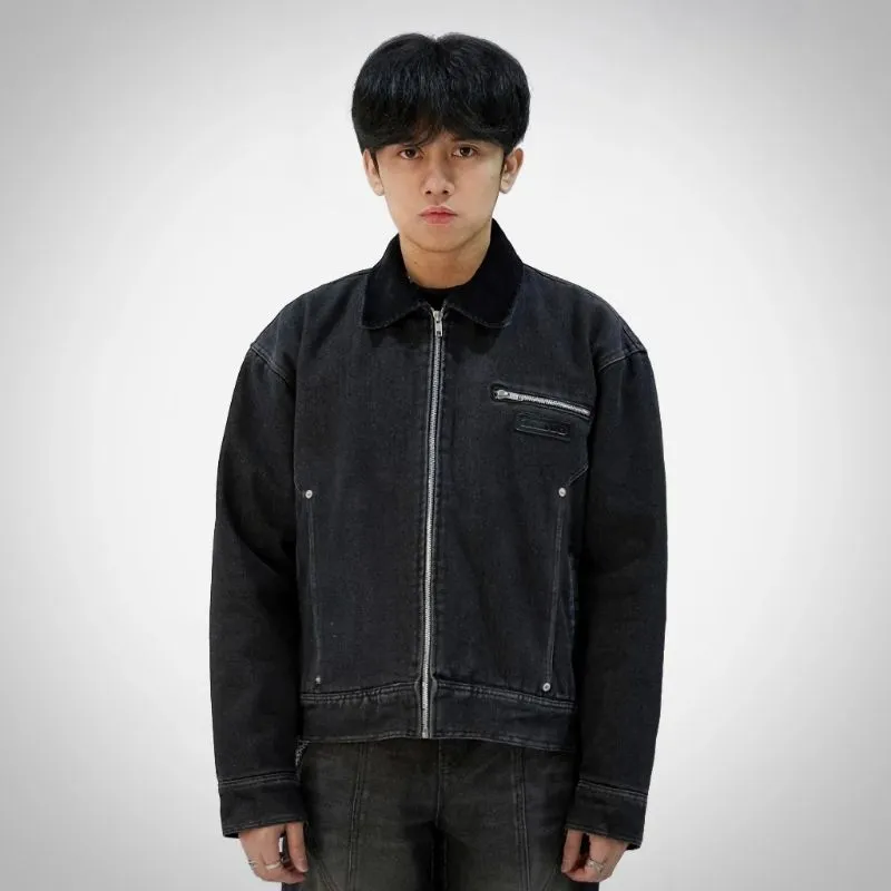 ZASVO - WASHED WORK JACKET DENIM BLACK V1 photo 1