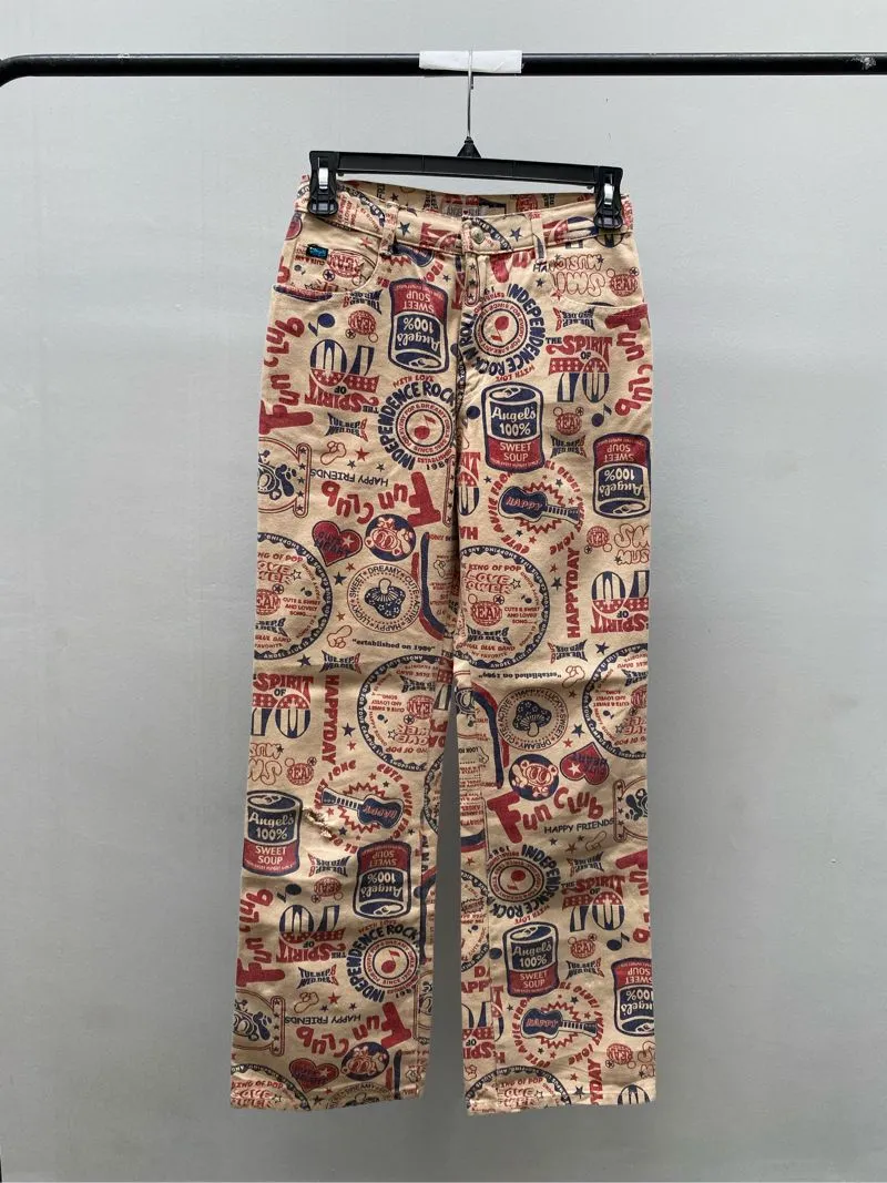 2000s Angle Blue Full Print Denim Pants photo 1