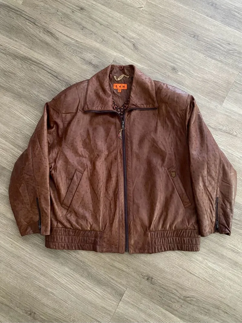 LEE DONG SOO VINTAGE BOMBER LEATHER JACKET | OUTER photo 1