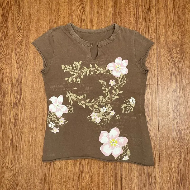 Cutted cropped Floral Tee photo 1