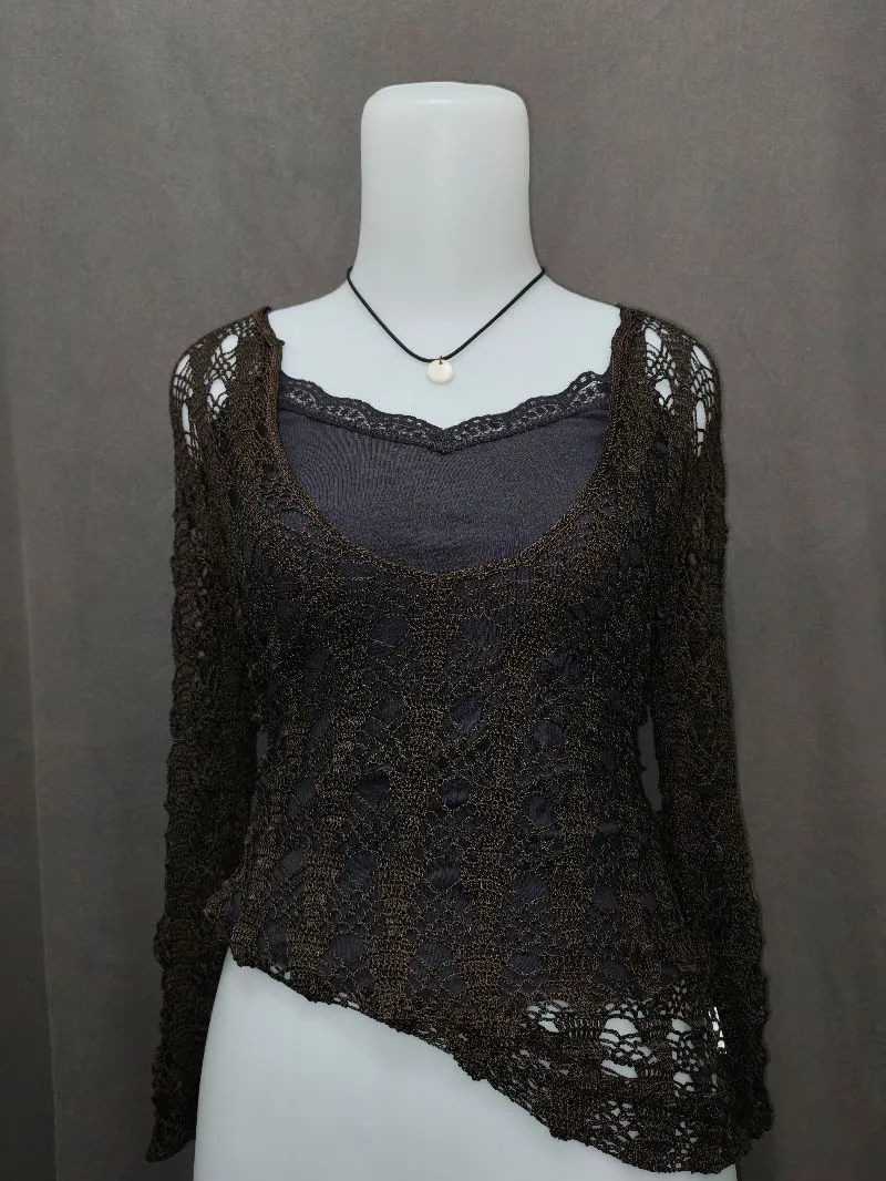 Vintage/ Grunge/ Fairy Knit Brown Top photo 1