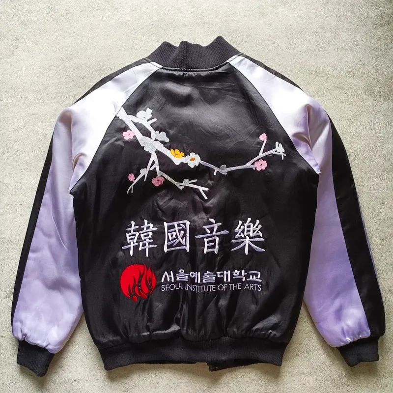 Luxury Bomber jacket Wanita white black photo 1