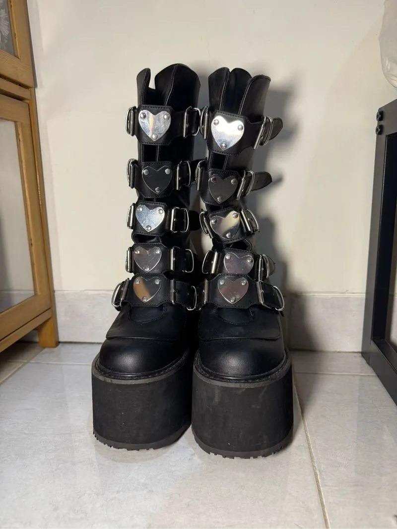 DEMONIACULT SWING 230 Black Heart Platform Boot photo 1