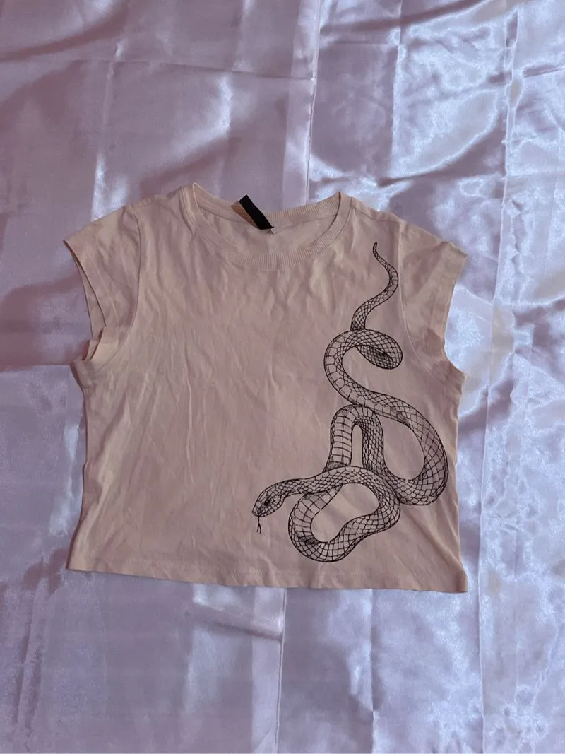 H&M Cream T-shirts pattern snake photo 1
