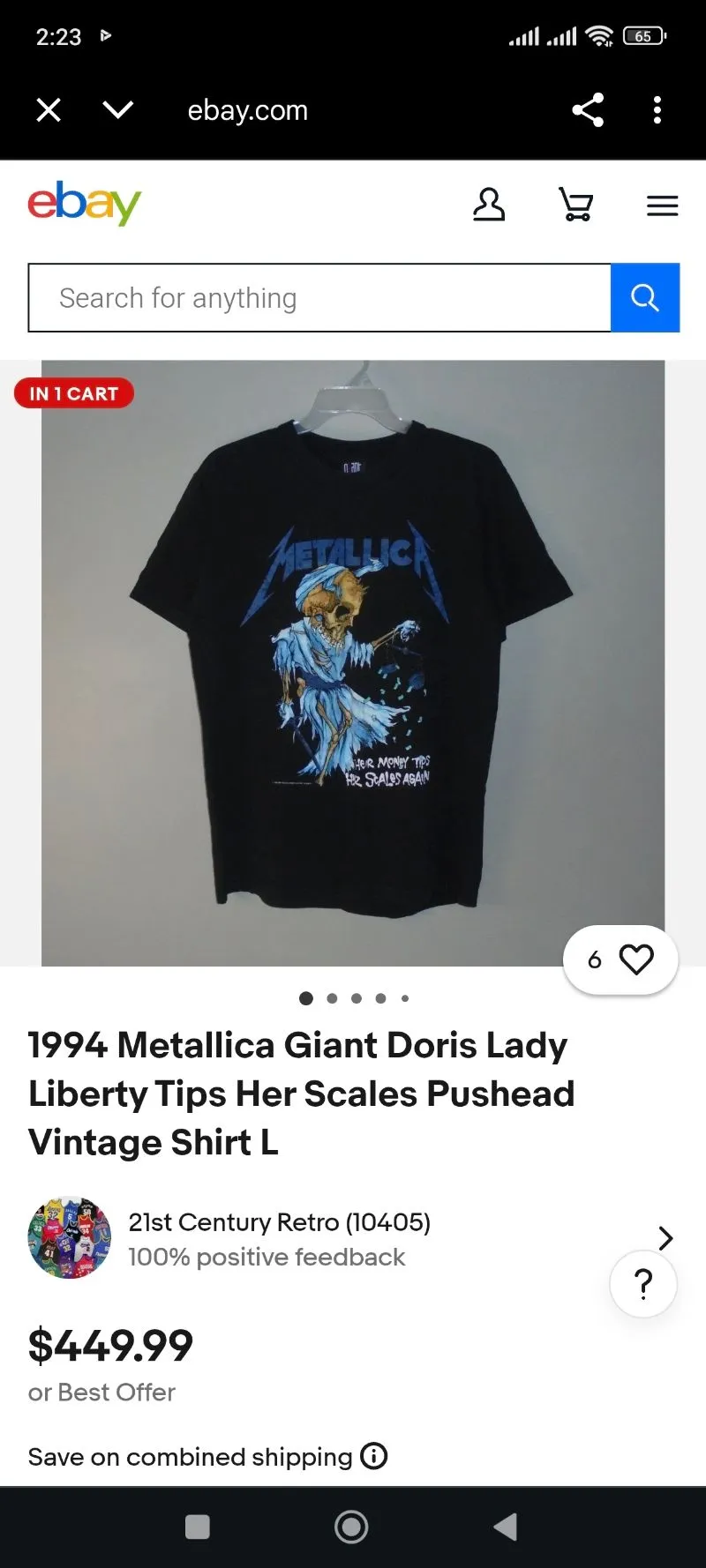 Kaos Band Metallica Doris Pushead 2007 Official Preloved