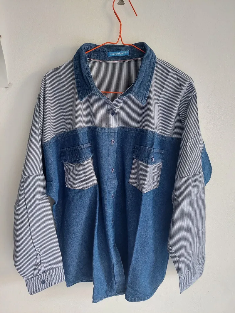 Casual Shirt Wanita white navy photo 1
