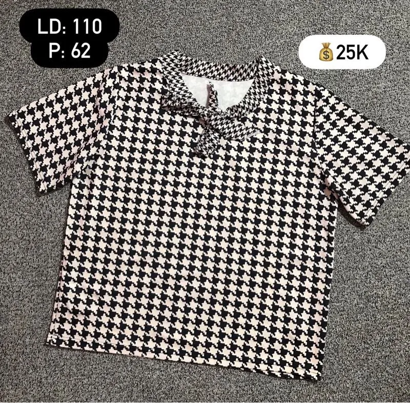 blouse lengan pendek hitam putih photo 1
