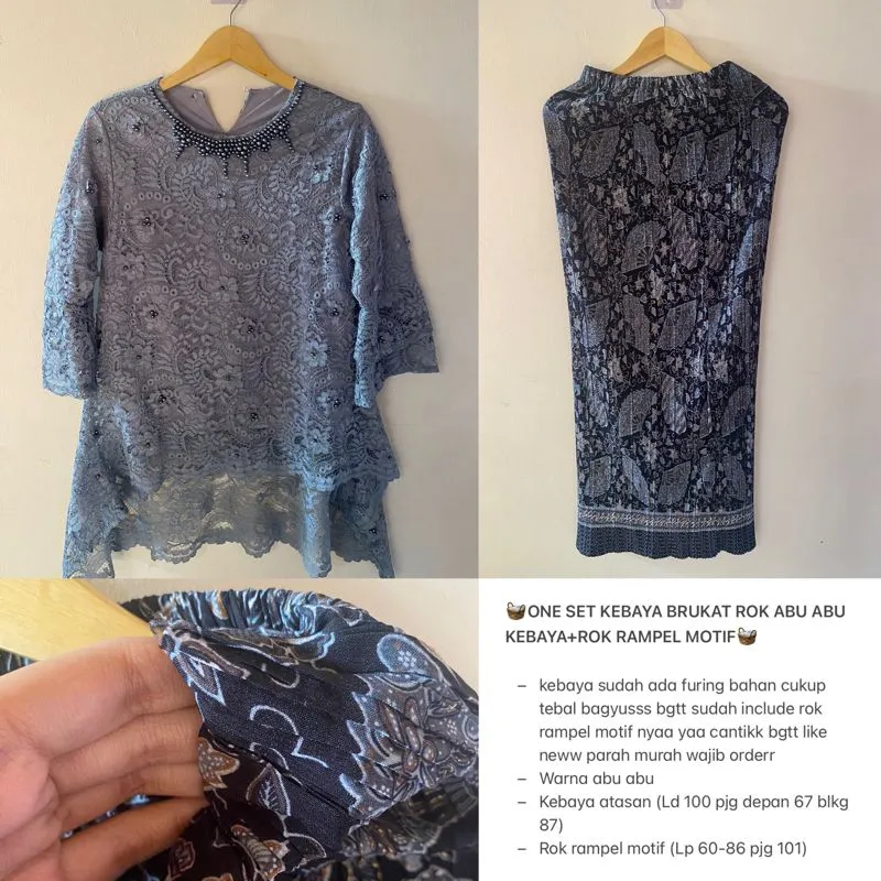 Kebaya brokat one set kebaya plus rok rample batik span photo 1