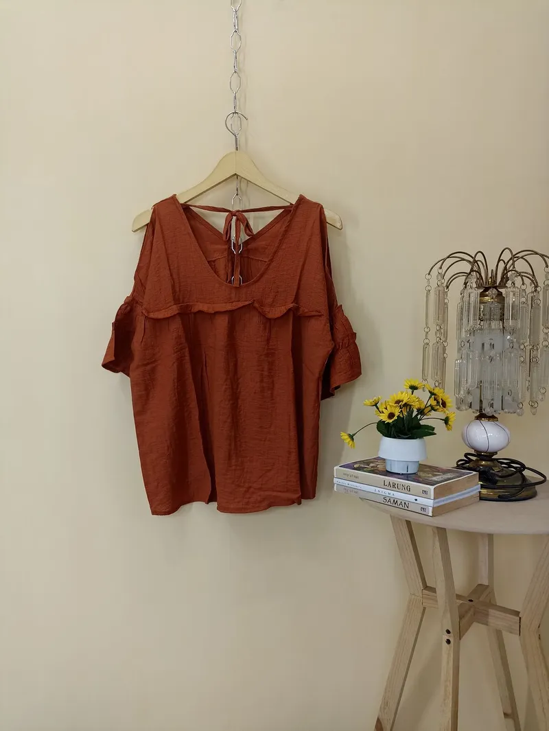 Vintage Luxury Blouse Wanita brown photo 1