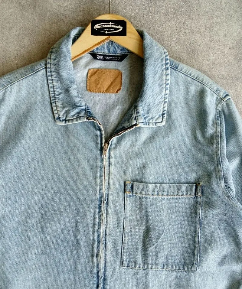 Zara man Casual Denim Jacket with Zipper
