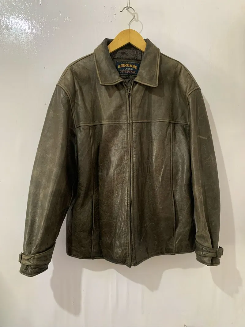 giordano vintage leather jacket photo 1
