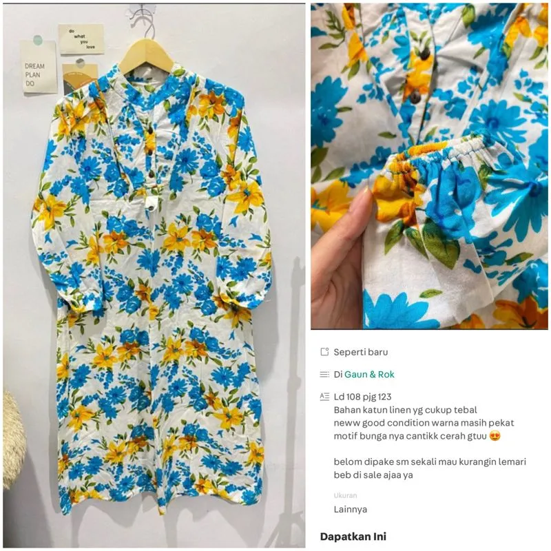 Gamis dress summer print flower linen  photo 1