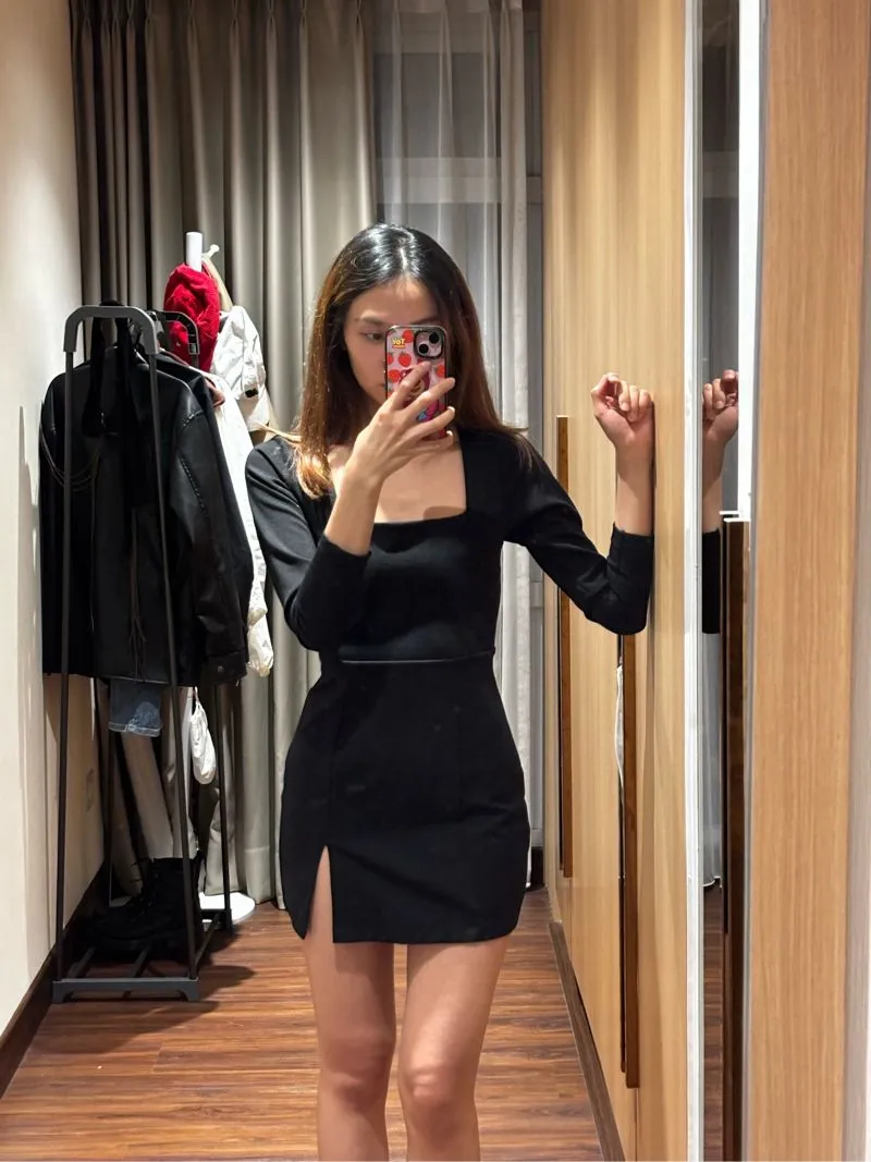 Black Longsleeve Mini Dress (Modelano) photo 1