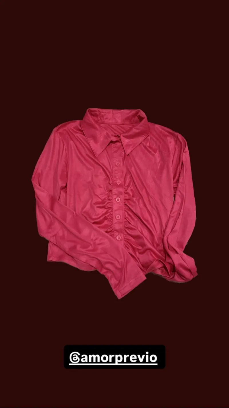 preloved — crop shirt pink fuschia photo 1