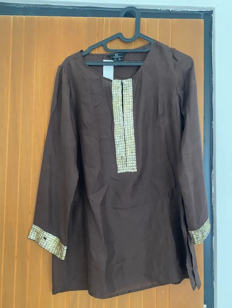 Casual Blouse Wanita brown photo 1