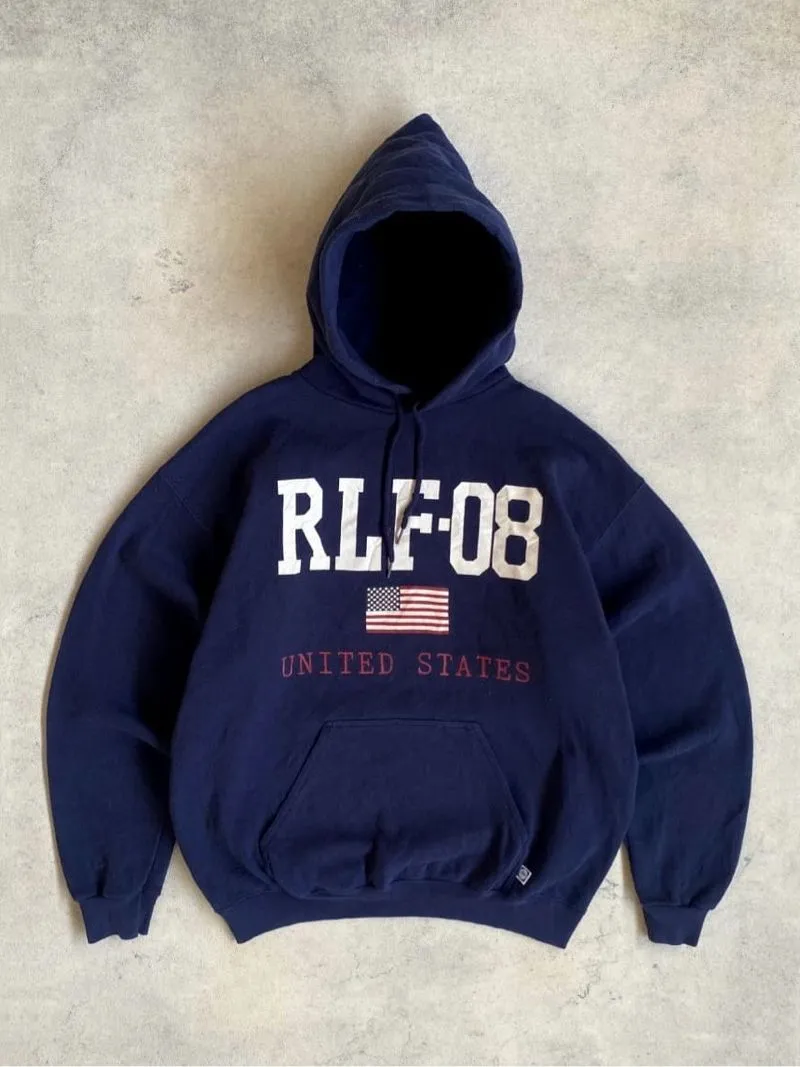  Dark Navy DISCUS ATHELTIC Boxy Hoodie 90's photo 1