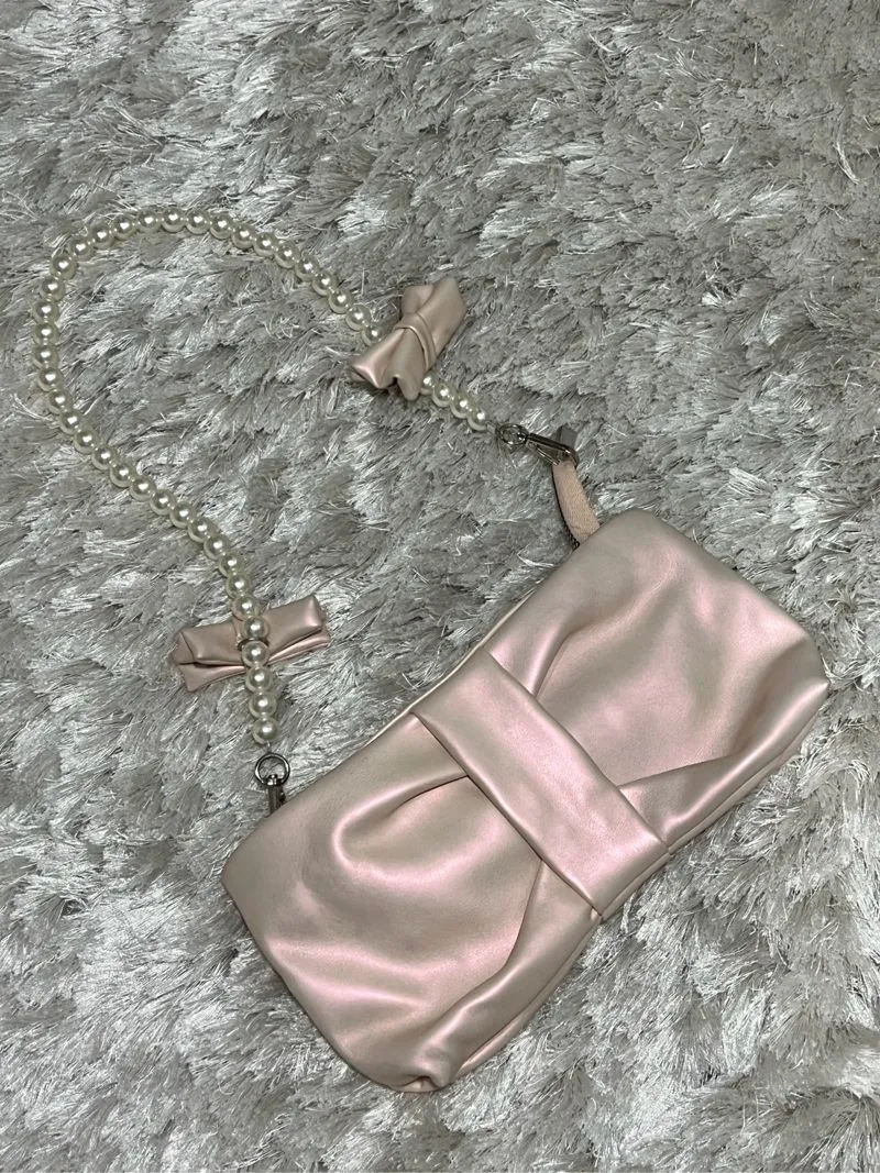 coquette pearl ribbon bag pink photo 1